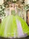 Nice Sweetheart Sleeveless Lace Up Ball Gown Prom Dress Yellow Green Tulle