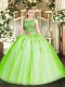 Floor Length Lace Up 15th Birthday Dress for Military Ball and Sweet 16 and Quinceanera with Beading and Appliques