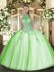 Clearance Lace Up Quinceanera Dresses Beading and Appliques Sleeveless Floor Length
