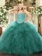 Smart Floor Length Turquoise Sweet 16 Quinceanera Dress Sweetheart Sleeveless Lace Up