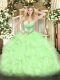 Yellow Green Sleeveless High Low Beading and Ruffles Lace Up 15 Quinceanera Dress
