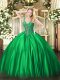 Spectacular Sleeveless Floor Length Beading Lace Up 15th Birthday Dress with Green