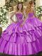 Hot Selling Floor Length Ball Gowns Sleeveless Lilac Quinceanera Gown Lace Up
