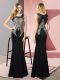 Floor Length Black Dress for Prom Scoop Sleeveless Side Zipper