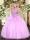 Eye-catching Organza Sleeveless Floor Length Sweet 16 Dresses and Appliques