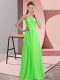 New Style One Shoulder Sleeveless Prom Party Dress Floor Length Beading Green Chiffon