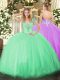 Pretty Floor Length Ball Gowns Sleeveless Apple Green Sweet 16 Dresses Lace Up