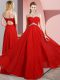 Glittering Red Sleeveless Chiffon Clasp Handle for Prom and Party