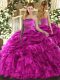 Sleeveless Lace Up Floor Length Ruffles and Pick Ups 15 Quinceanera Dress