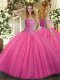 Charming Hot Pink Sweetheart Neckline Beading 15th Birthday Dress Sleeveless Lace Up