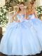 Latest Light Blue Lace Up Sweetheart Beading Quinceanera Gowns Organza Sleeveless