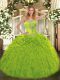 Sophisticated Sweetheart Sleeveless 15 Quinceanera Dress Floor Length Beading and Ruffles Olive Green Organza
