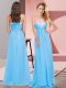 Empire Prom Evening Gown Aqua Blue Sweetheart Chiffon Sleeveless Floor Length Lace Up