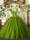 Olive Green Lace Up Sweet 16 Quinceanera Dress Beading Sleeveless Floor Length