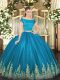 Affordable Short Sleeves Floor Length Appliques Zipper Quince Ball Gowns with Teal