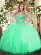 Clearance Apple Green Sweetheart Lace Up Appliques Ball Gown Prom Dress Sleeveless