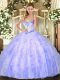 Modest Lavender Sweetheart Lace Up Beading and Ruffles 15th Birthday Dress Sleeveless
