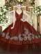 Beautiful Straps Sleeveless Sweet 16 Quinceanera Dress Floor Length Beading and Embroidery Wine Red Organza and Taffeta