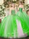 Ball Gowns Beading and Ruffles Quinceanera Gown Lace Up Tulle Sleeveless Floor Length
