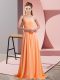 Hot Sale Sleeveless Chiffon Floor Length Backless Prom Evening Gown in Orange Red with Beading