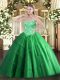 Floor Length Green Vestidos de Quinceanera Tulle Sleeveless Appliques