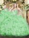 Sweetheart Sleeveless Lace Up 15 Quinceanera Dress Apple Green Organza