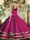 Admirable Fuchsia Scoop Neckline Ruffled Layers Quince Ball Gowns Sleeveless Lace Up