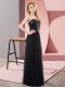 Black Empire Sequins Prom Dress Lace Up Tulle Sleeveless Floor Length