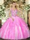 Ideal Floor Length Lilac Sweet 16 Quinceanera Dress Straps Sleeveless Lace Up