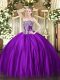 Top Selling Floor Length Ball Gowns Sleeveless Purple Vestidos de Quinceanera Lace Up