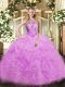 Lilac Sleeveless Beading Floor Length Quinceanera Gown