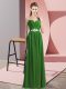 On Sale Sleeveless Floor Length Beading Lace Up Prom Gown with Green