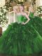 Ball Gowns Ball Gown Prom Dress Dark Green Sweetheart Organza Sleeveless Floor Length Lace Up