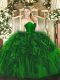 Cheap Dark Green Sweet 16 Dresses Military Ball and Sweet 16 and Quinceanera with Ruffles Sweetheart Sleeveless Lace Up
