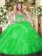 Extravagant Green Sleeveless Floor Length Beading and Ruffles Lace Up Vestidos de Quinceanera