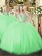 Stunning Sweetheart Sleeveless Ball Gown Prom Dress Floor Length Beading Tulle
