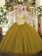 Low Price Tulle and Sequined Sleeveless Floor Length Quinceanera Dresses and Appliques