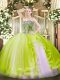 Graceful Ball Gowns Sweet 16 Dress Yellow Green Strapless Tulle Sleeveless Floor Length Lace Up