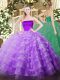 Tulle Strapless Sleeveless Zipper Ruffled Layers Quinceanera Gown in Lilac