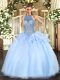 Sumptuous Floor Length Ball Gowns Sleeveless Blue 15th Birthday Dress Lace Up