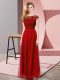 Best Selling Sleeveless Floor Length Lace Zipper Prom Evening Gown with Wine Red