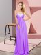Attractive Sweetheart Sleeveless Prom Dress Floor Length Ruching Lavender Chiffon