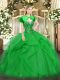 Exceptional Green Tulle Lace Up Sweetheart Sleeveless Floor Length Quince Ball Gowns Beading and Ruffles