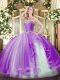 Adorable Sweetheart Sleeveless Tulle Ball Gown Prom Dress Beading and Ruffles Lace Up