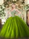 Floor Length Olive Green Ball Gown Prom Dress Strapless Sleeveless Lace Up