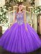 Glorious Sleeveless Lace Up Floor Length Beading Quinceanera Dress