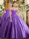 Exceptional Sweetheart Sleeveless Lace Up Sweet 16 Quinceanera Dress Lavender Tulle