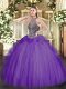 New Arrival Beading 15 Quinceanera Dress Lavender Lace Up Sleeveless Floor Length
