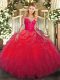 Nice Scoop Long Sleeves Organza Sweet 16 Dress Lace and Ruffles Lace Up