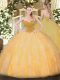 Orange Ball Gowns Beading and Ruffles Ball Gown Prom Dress Lace Up Organza Sleeveless Floor Length